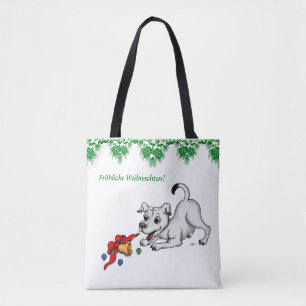 Bolso De Tela auf Deutsch Weihnachten mit Welpe Glocke und Ball