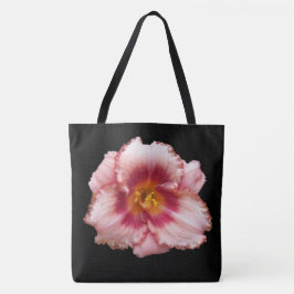Bolso De Tela Auge diurno rosado en flor negra