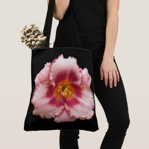 Bolso De Tela Auge diurno rosado en flor negra