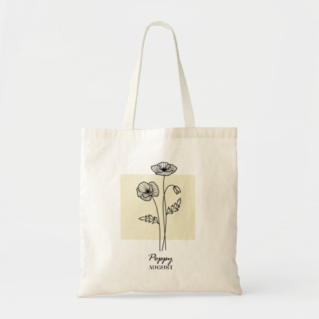 Bolso De Tela August Birth Flower | Amapola (Frente)