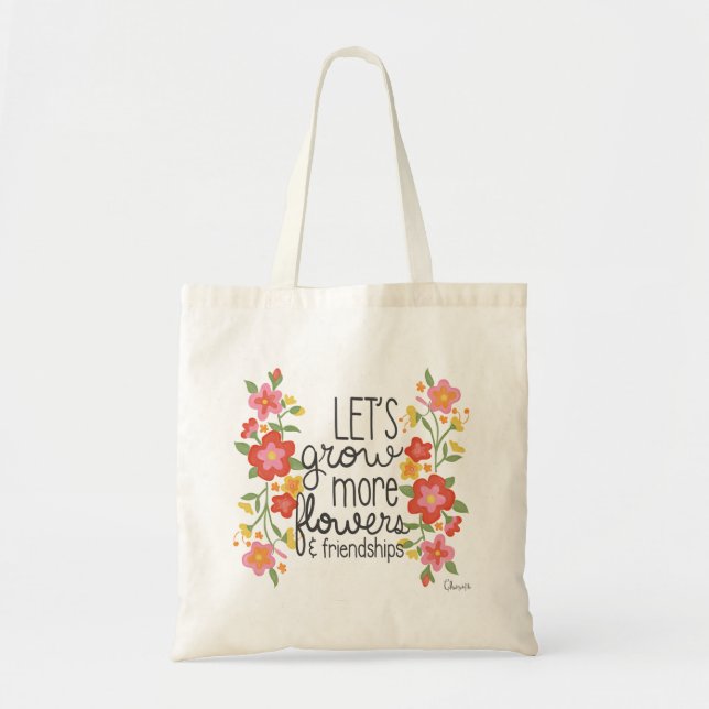 Bolso De Tela Aumentemos más flores y amistades (Frente)