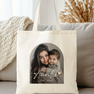 Bolso De Tela Auntie Est año escritura manuscrita corazón