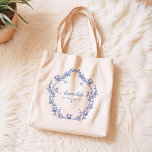 Bolso De Tela AURELIA Chinoiserie Algo de la dama de honor azul<br><div class="desc">El Aurelia Collection cuenta con una moderna línea de arte Chinoiserie y un elegante tipo de letra de caligrafía. Esta colección es perfecta para tu evento victoriano "Algo azul antes de "lo hago".</div>