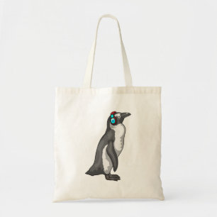 Bolso De Tela Auriculares con música pingüino
