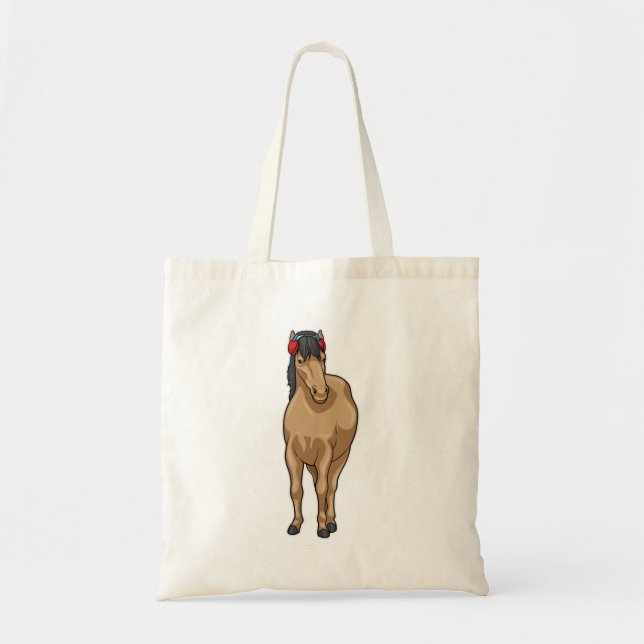 Bolso De Tela Auriculares de música de caballos (Frente)