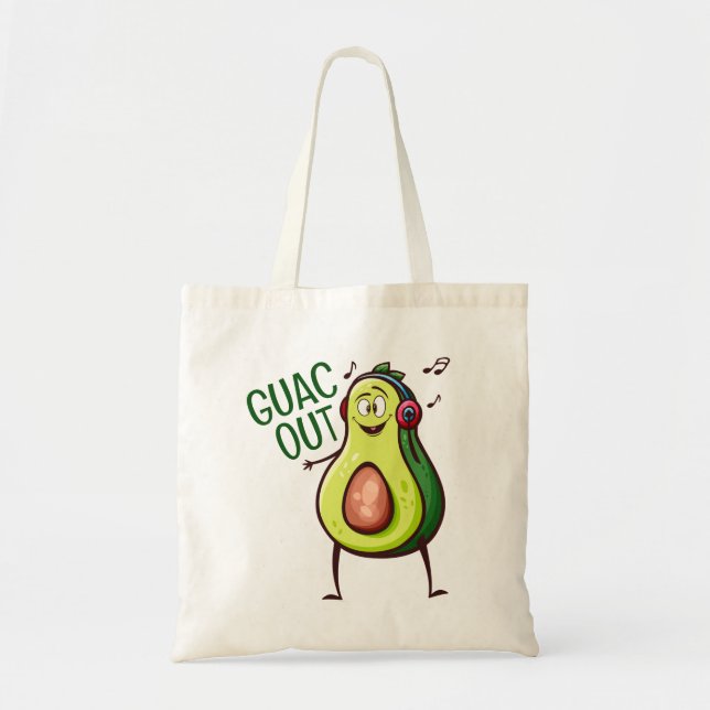 Bolso De Tela Auriculares divertidos con música de aguacate (Frente)