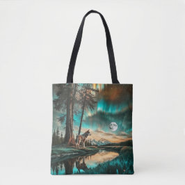 Bolso De Tela Aurora Borealis 2 Wolf Design