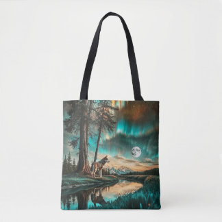 Bolso De Tela Aurora Borealis 2 Wolf Design
