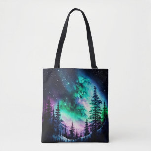 Bolso De Tela Aurora Celestial Borealis Luces del Norte Vivid