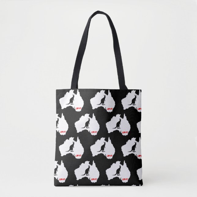 Bolso De Tela Aussie Love Kangaroo White (Anverso)