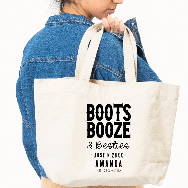 Bolso De Tela Austin Bachelorette Boots Booze Besties Personaliz (Subido por el creador)