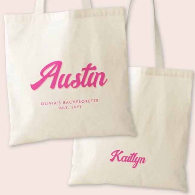 Bolso De Tela Austin Bachelorette Party Personalizado Tote Bag (Austin Bachelorette Party Tote Bag)