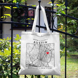 Bolso De Tela Austin Love Locator | Bienvenida al Boda de mapas 