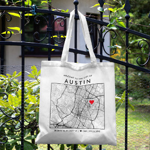 Bolso De Tela Austin Love Locator Bienvenida al Boda de mapas