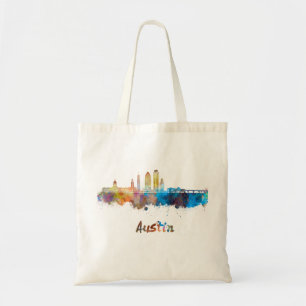 Bolso De Tela Austin skyline in watercolor