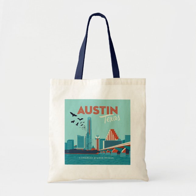 Bolso De Tela Austin, Texas | Puente de la Avenida del Congreso (Frente)