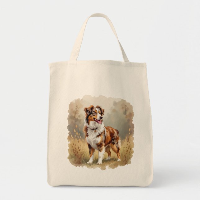 Bolso De Tela Australian Shepherd Dog Red Merle Aussie (Frente)
