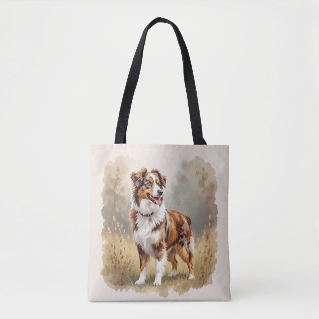 Bolso De Tela Australian Shepherd Dog Red Merle Aussie (Anverso)
