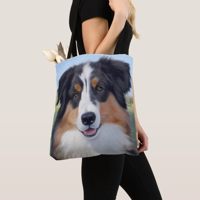 Bolso De Tela Australian Shepherd Portrait  -  (Detalle)