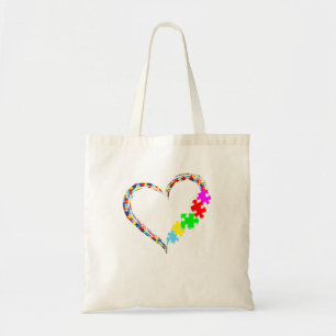 Bolso De Tela Autism Awareness Love Heart Puzzle Piece