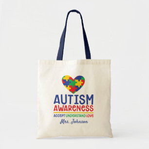 Bolso De Tela Autism Awareness Personalized Teacher