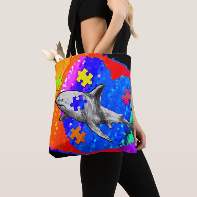 Bolso De Tela Autism Shark (Detalle)