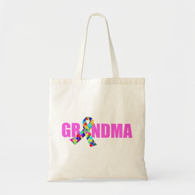 Bolso De Tela Autismo Abuela Cinta de Concienciación sobre Bonit (Frente)