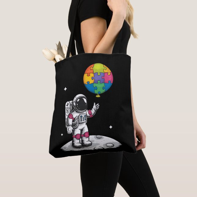 Bolso De Tela Autismo autista astronauta espacio en globo (Detalle)