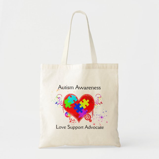 Bolso De Tela Autismo Corazón Brillante (Frente)