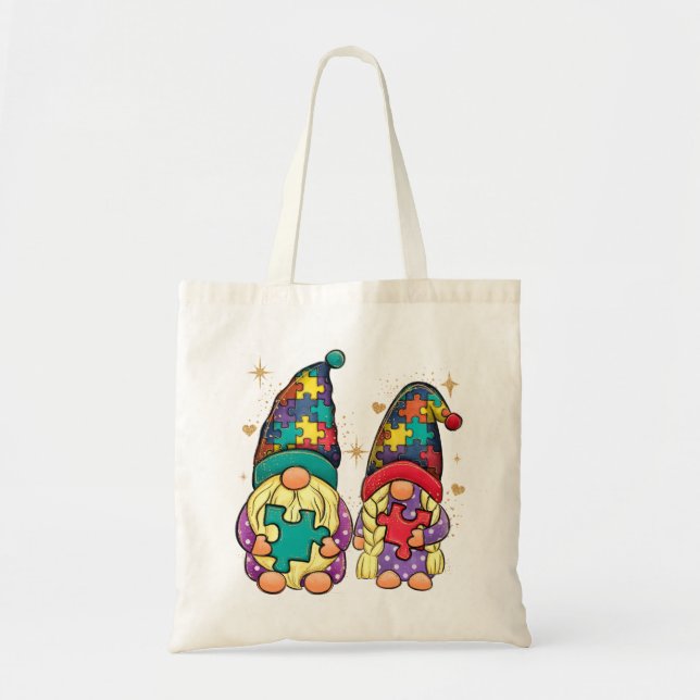 Bolso De Tela Autismo Pareja Gnome (Frente)