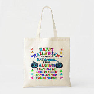 Bolso De Tela Autismo Trick o Trato Personalizado de Halloween