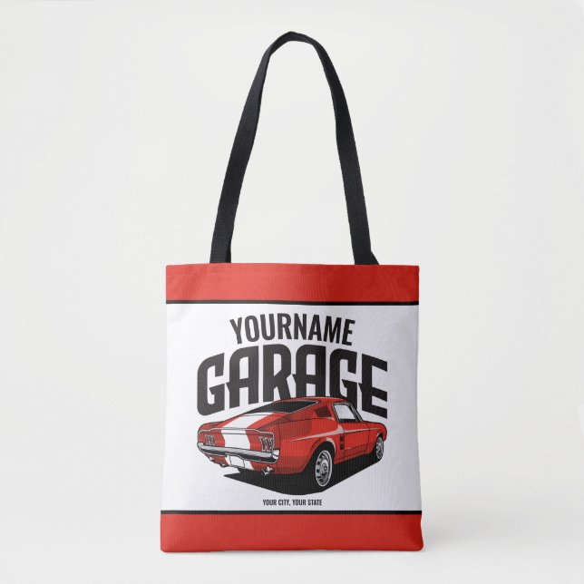 Bolso De Tela Auto muscular personalizado 1967 Red Fastback Gara (Anverso)