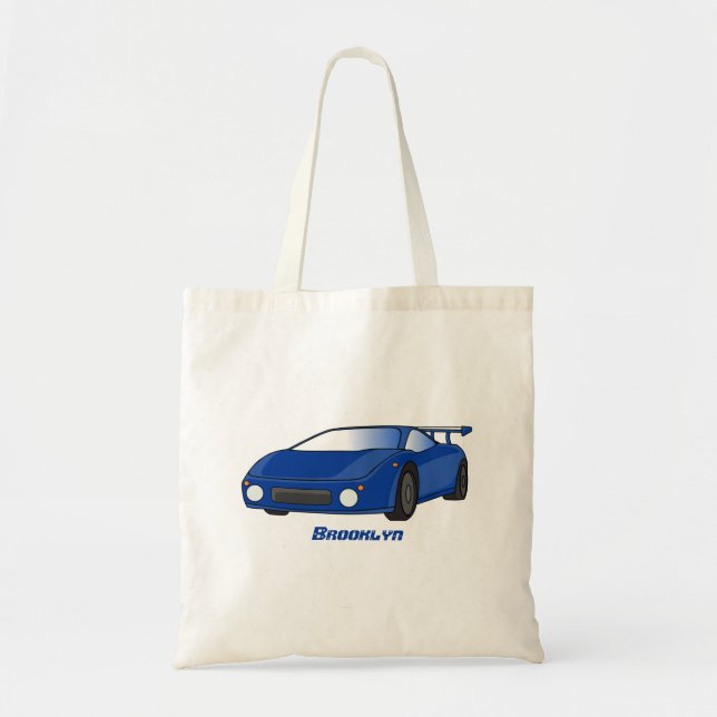 Bolso De Tela Autobús deportivo azul con ilustracion aéreo (Frente)
