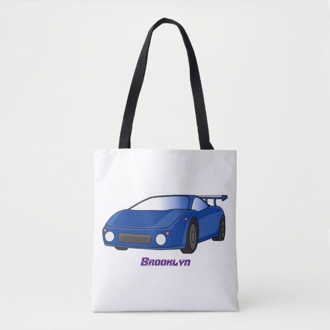 Bolso De Tela Autobús deportivo azul con ilustracion aéreo (Anverso)