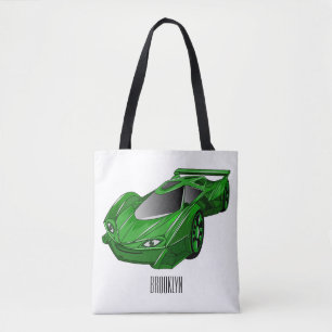 Bolso De Tela Autobús deportivo verde con ilustracion aéreo