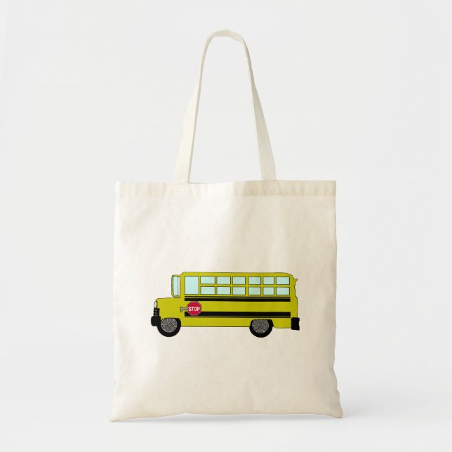 Bolso De Tela Autobús Escolar Amarillo con Señal de Parada (Frente)