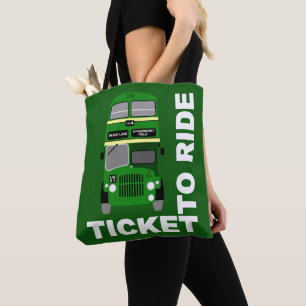 Bolso De Tela Autobús verde del autobús de dos pisos de