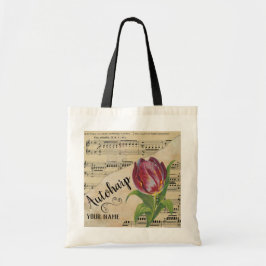 Bolso De Tela Autoharp Tulip Vintage Sheet Music Personalizado