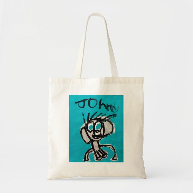 Bolso De Tela Autorretrato en azul de Johnny (con nombre) (Frente)