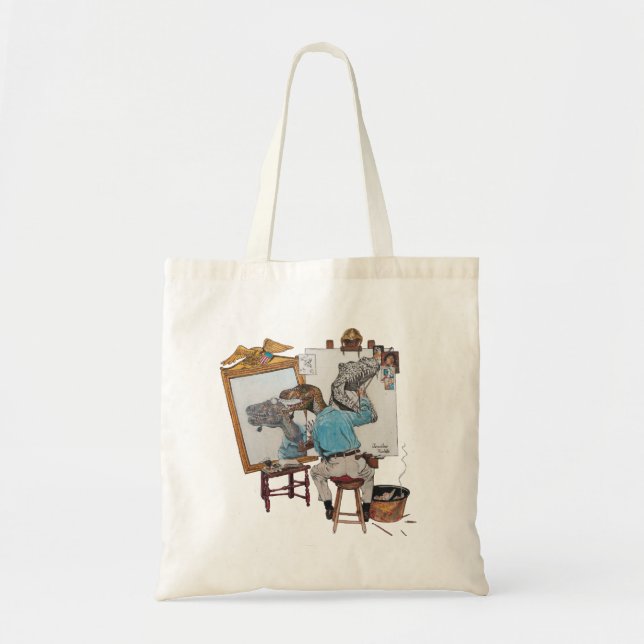 Bolso De Tela Autorretrato triple del Velociraptor (Frente)