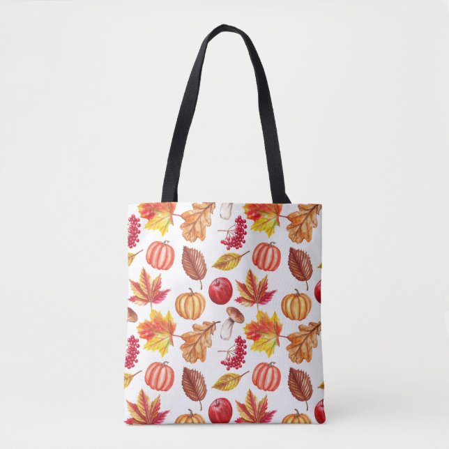 Bolso De Tela Autumn Botanic Seamless: Elegancia Floral. (Anverso)
