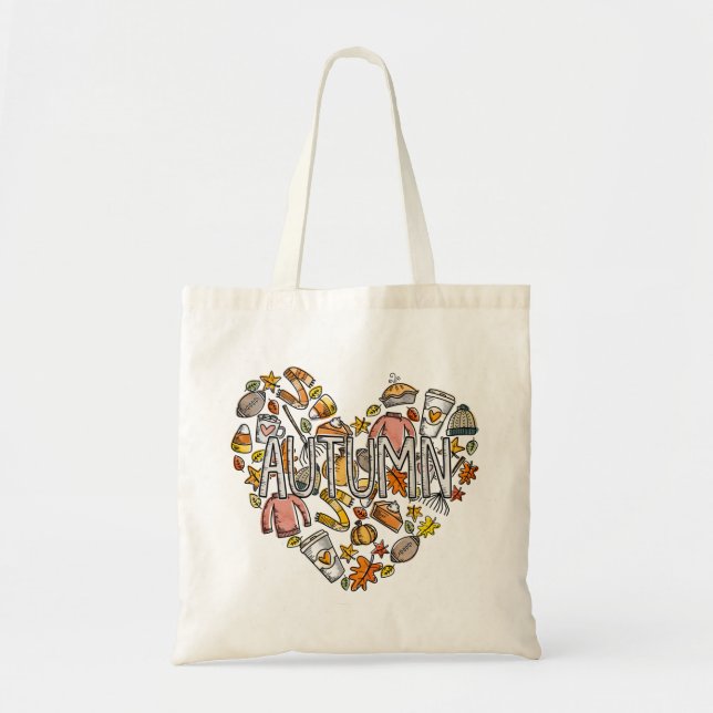 Bolso De Tela Autumn Doodle Heart (Frente)