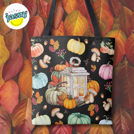 Bolso De Tela Autumn Lantern & Pumpkins