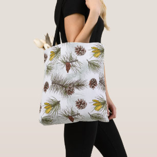 Bolso De Tela Autumn Pine Cones