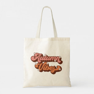 Bolso De Tela Autumn Vibes Retro Textos y Flores Dainty