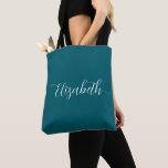 Bolso De Tela Autumt Fall Abigail Script nombre personalizado Tu<br><div class="desc">Guión Abigail De Otoño Nombre Personalizado Nombre Turquoise Tote Bag.</div>