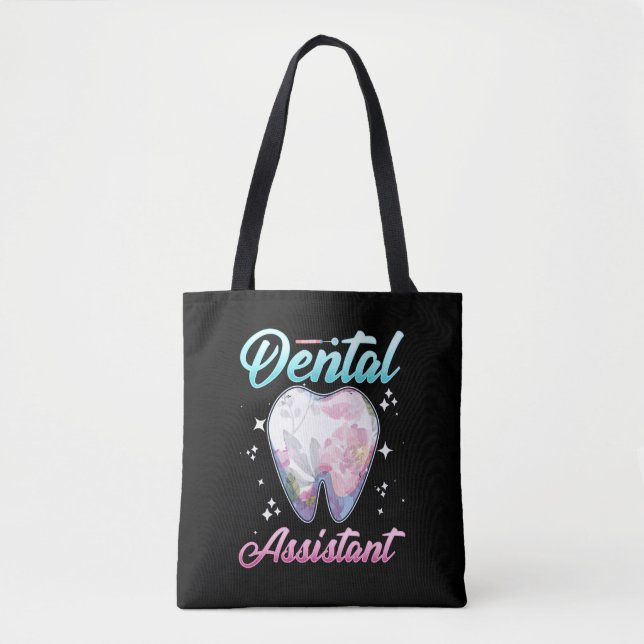 Bolso De Tela Auxiliar dental profesión de dentista dental flora (Anverso)