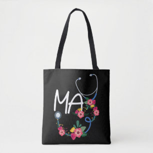 Bolso De Tela Auxiliar Médico Hospital Stethoscope Wrea Floral