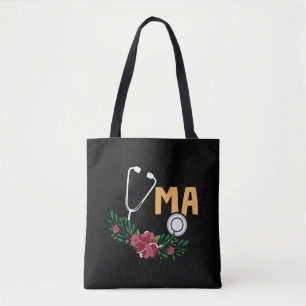 Bolso De Tela Auxiliar médico Stethoscope Flor acuática Nu