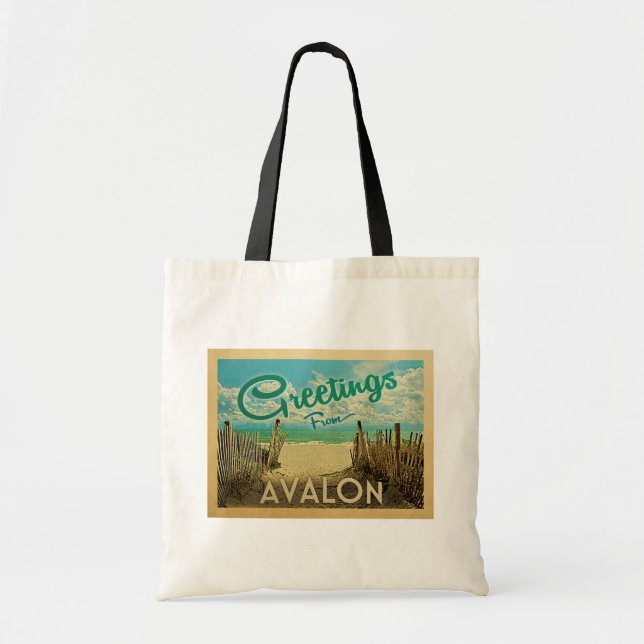 Bolso De Tela Avalon Beach Vintage Travel (Frente)